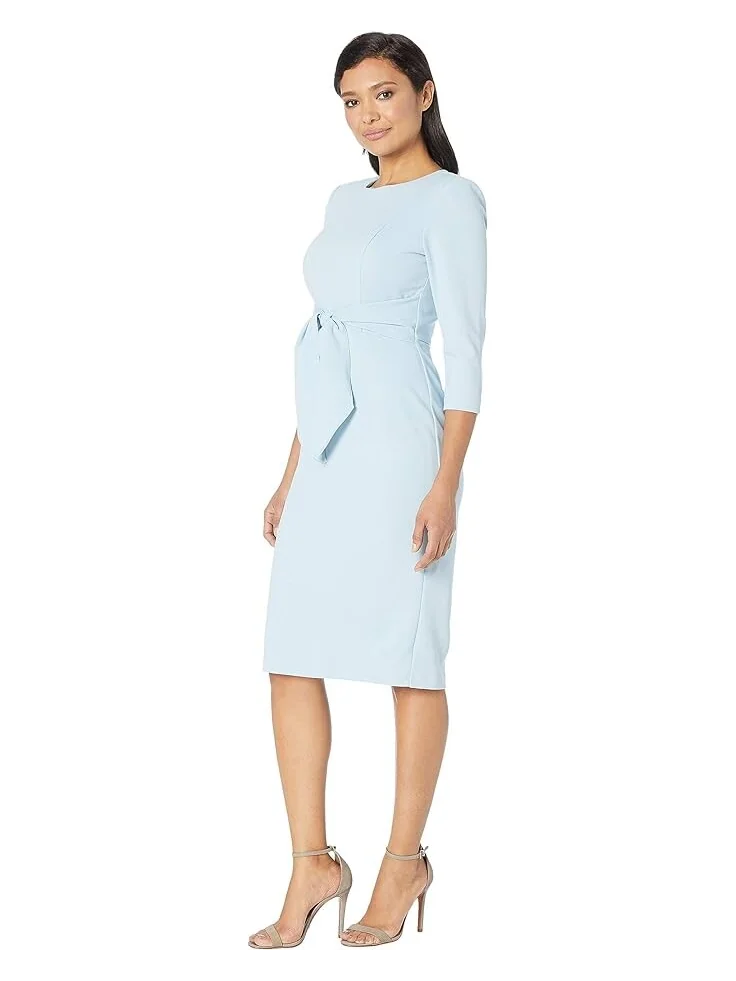 Платье Adrianna Papell Knit Crepe Tie Waist Sheath — изображение 2 из 4, синий