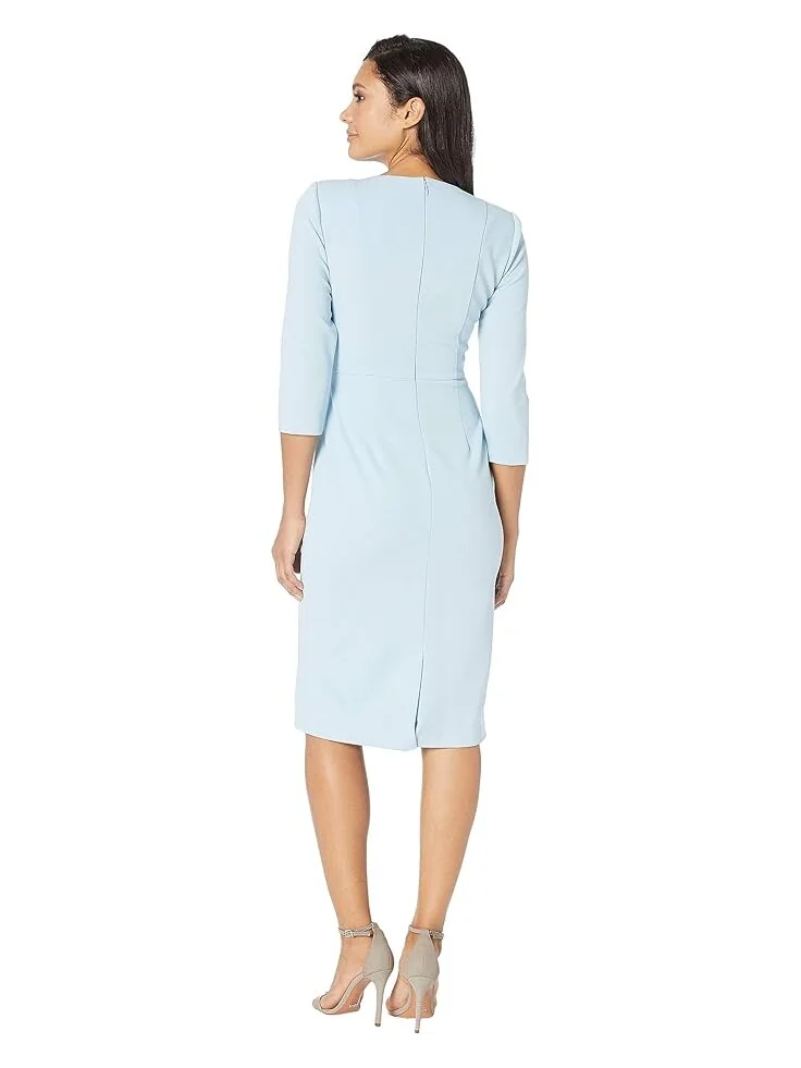 Платье Adrianna Papell Knit Crepe Tie Waist Sheath — изображение 3 из 4, синий