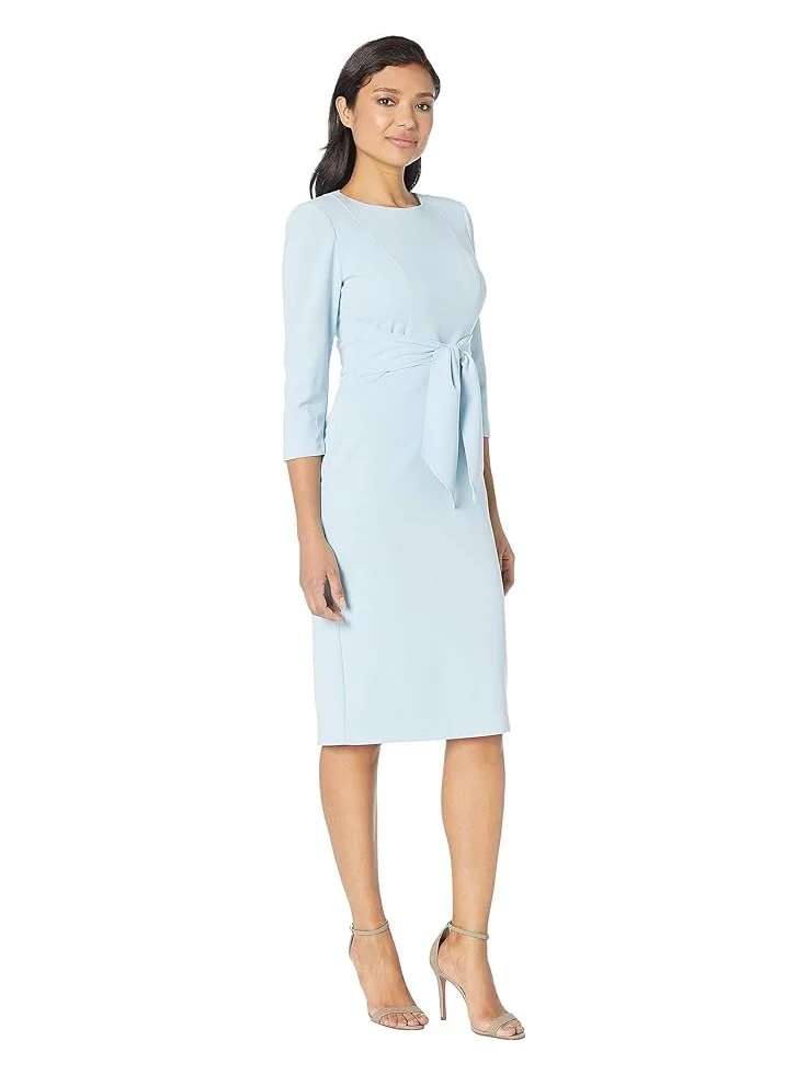 Платье Adrianna Papell Knit Crepe Tie Waist Sheath — изображение 4 из 4, синий