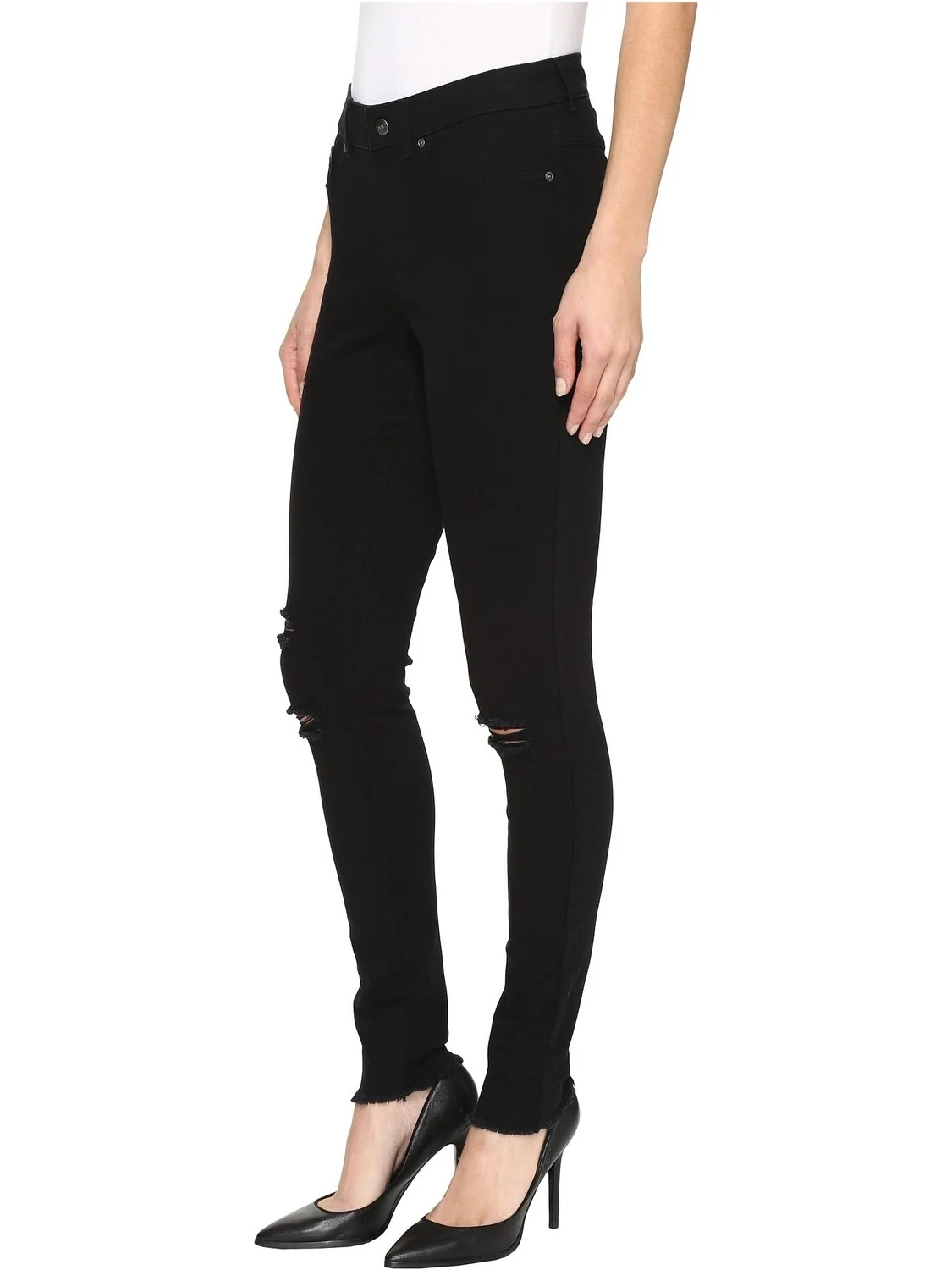 Джинсы Ripped Knee Denim Leggings HUE — изображение 2 из 4, черный