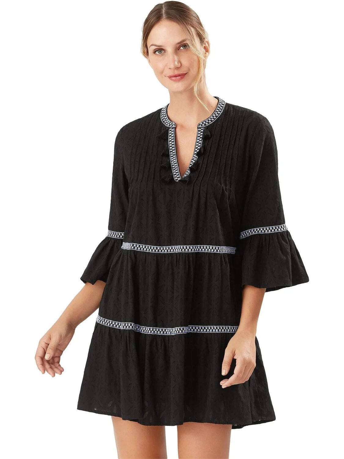 Платье с хлопковым зажимом и декором Tommy Bahama — изображение 1 из 2, черный