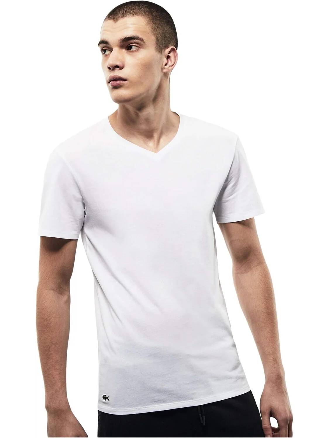 Комплект из 3 футболок Slim Fit Essential с v-образным вырезом Lacoste — изображение 1 из 3, белый