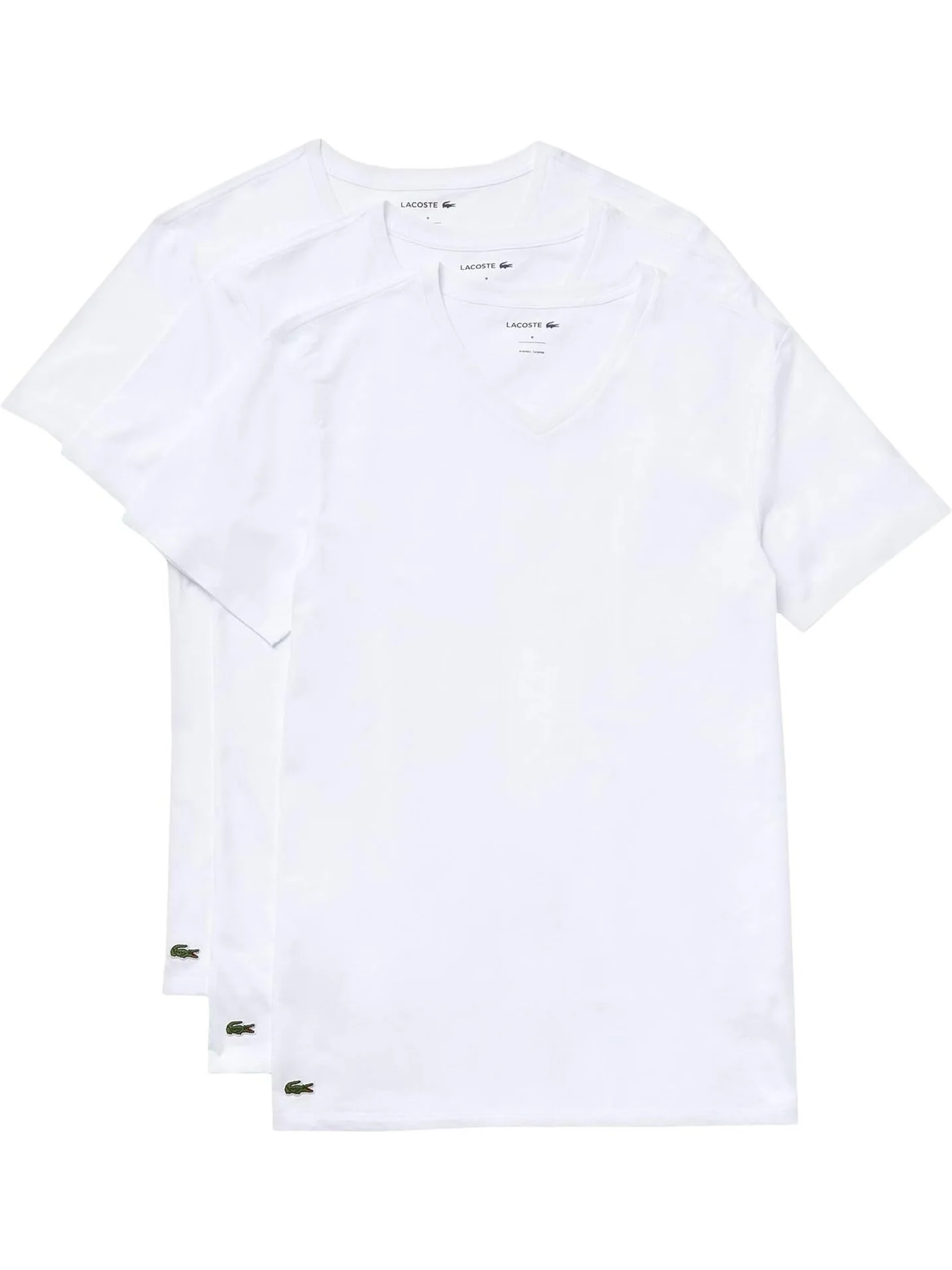 Комплект из 3 футболок Slim Fit Essential с v-образным вырезом Lacoste — изображение 3 из 3, белый