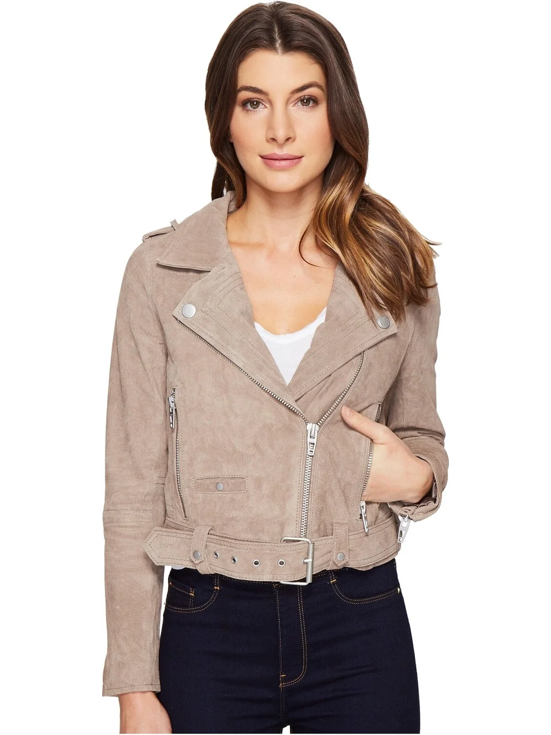 Куртка Suede Moto Jacket Blank NYC — изображение 5 из 6, песочный