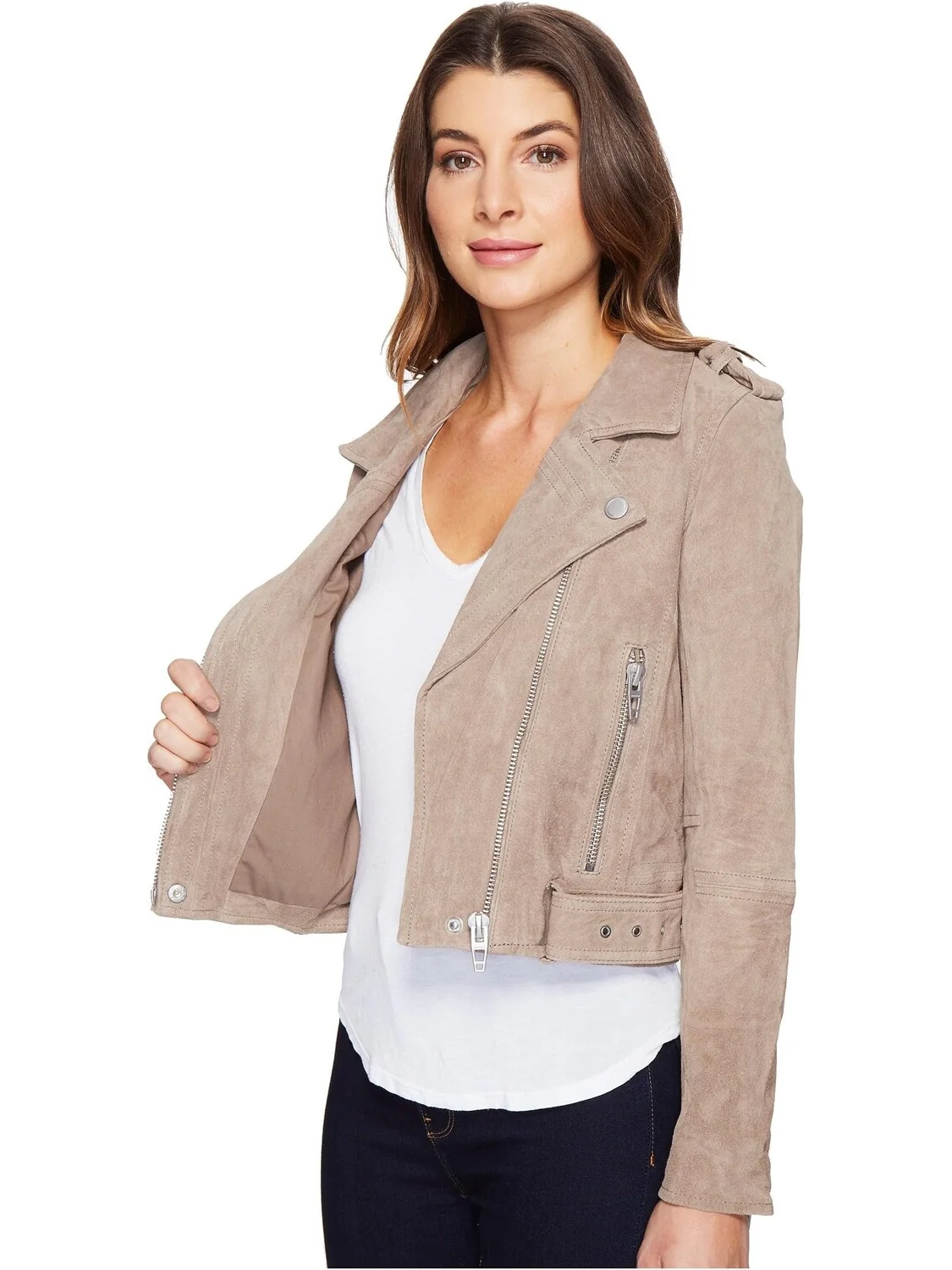 Куртка Suede Moto Jacket Blank NYC — изображение 6 из 6, песочный