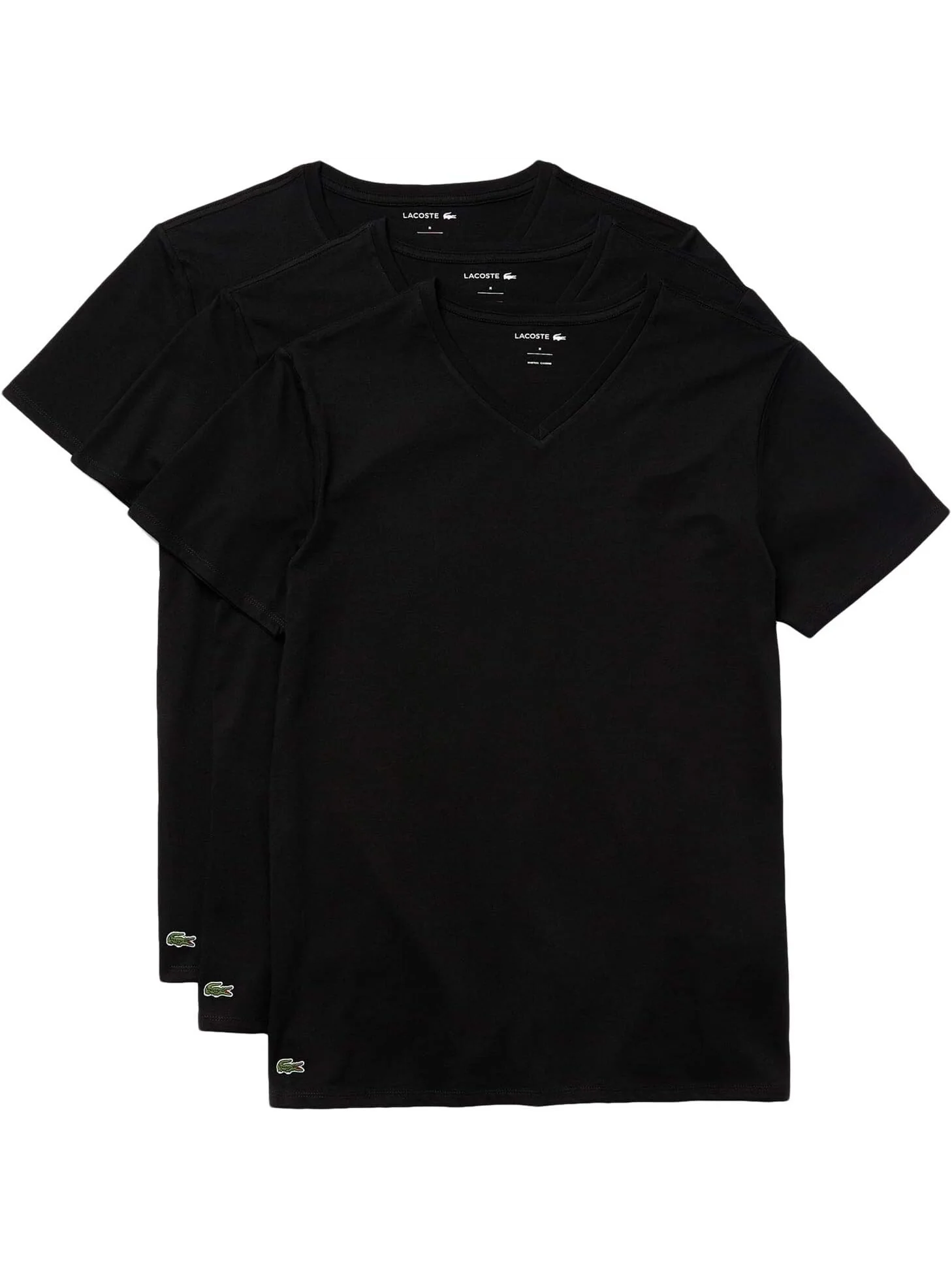 Комплект из 3 футболок Essential с v-образным вырезом стандартного кроя Lacoste — изображение 2 из 2, черный