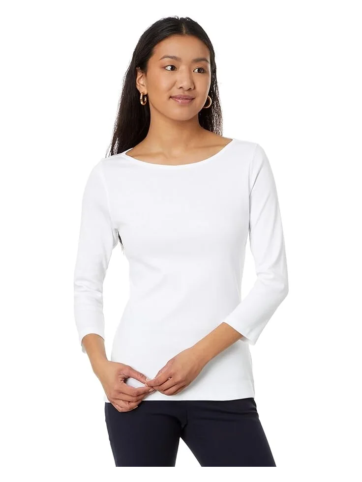 Топ Lilla P 1x1 Rib 3/4 Sleeve Boatneck — изображение 1 из 3, белый