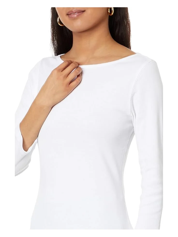 Топ Lilla P 1x1 Rib 3/4 Sleeve Boatneck — изображение 3 из 3, белый