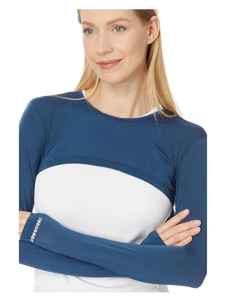 Топ Jamie Sadock Sunsense 35 SPF Lightweight Long Sleeve Crew Neck Crop Layering — изображение 3 из 4, лунный
