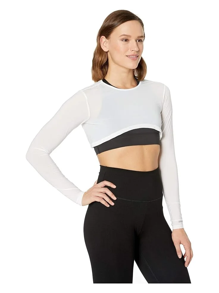 Топ Jamie Sadock Sunsense 35 SPF Lightweight Long Sleeve Crew Neck Crop Layering — изображение 4 из 4, белый