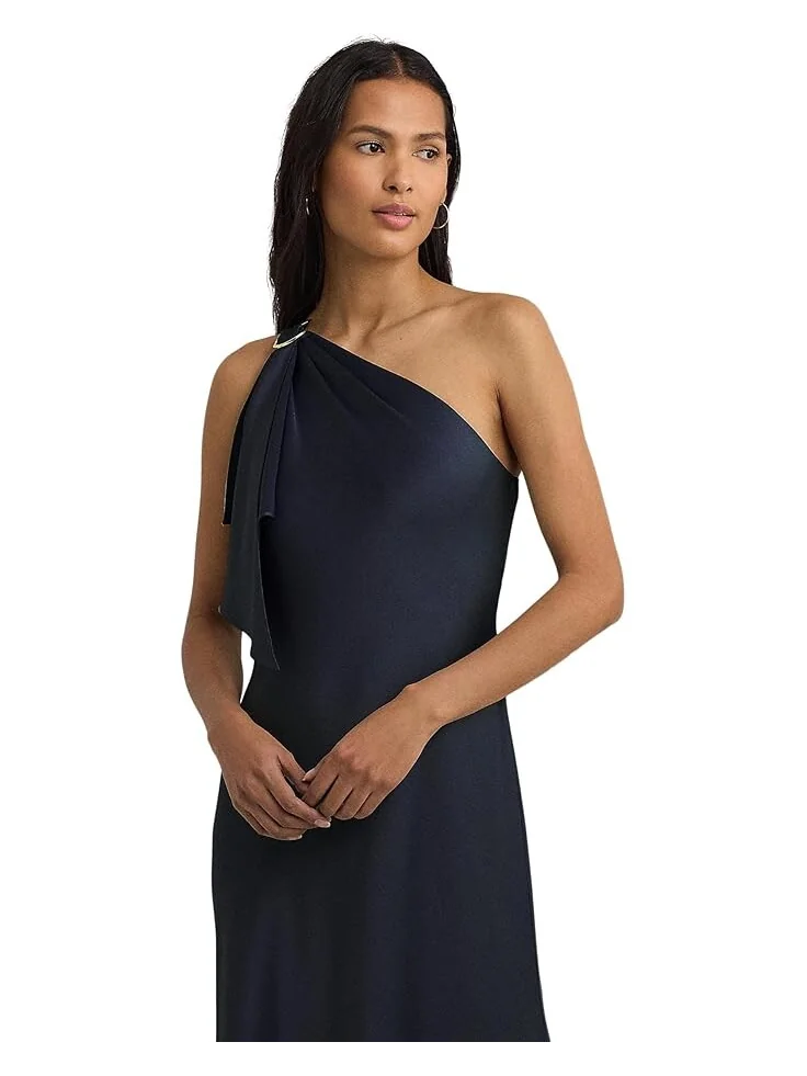 Платье Lauren Ralph Lauren Satin Charmeuse One-Shoulder Gown — изображение 3 из 3, темно-синий