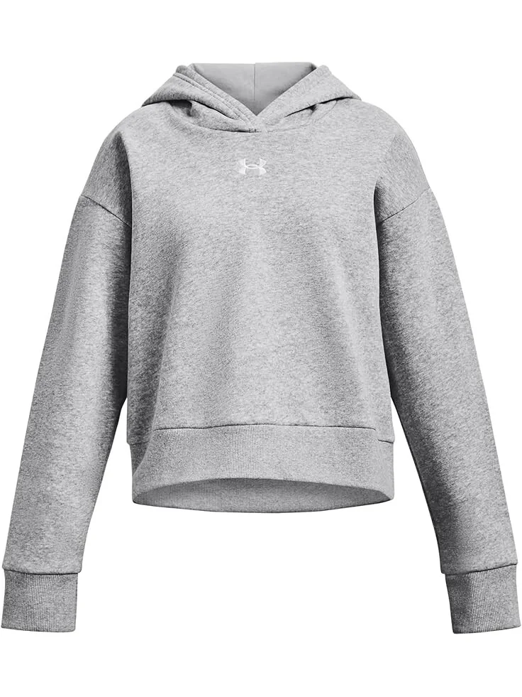 Худи Under Armour Kids Rival Fleece Cropped Hoodie — изображение 1 из 2, серый светлый/белый