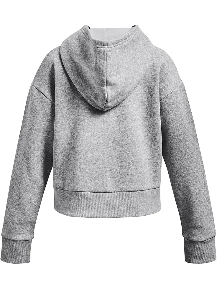 Худи Under Armour Kids Rival Fleece Cropped Hoodie — изображение 2 из 2, серый светлый/белый