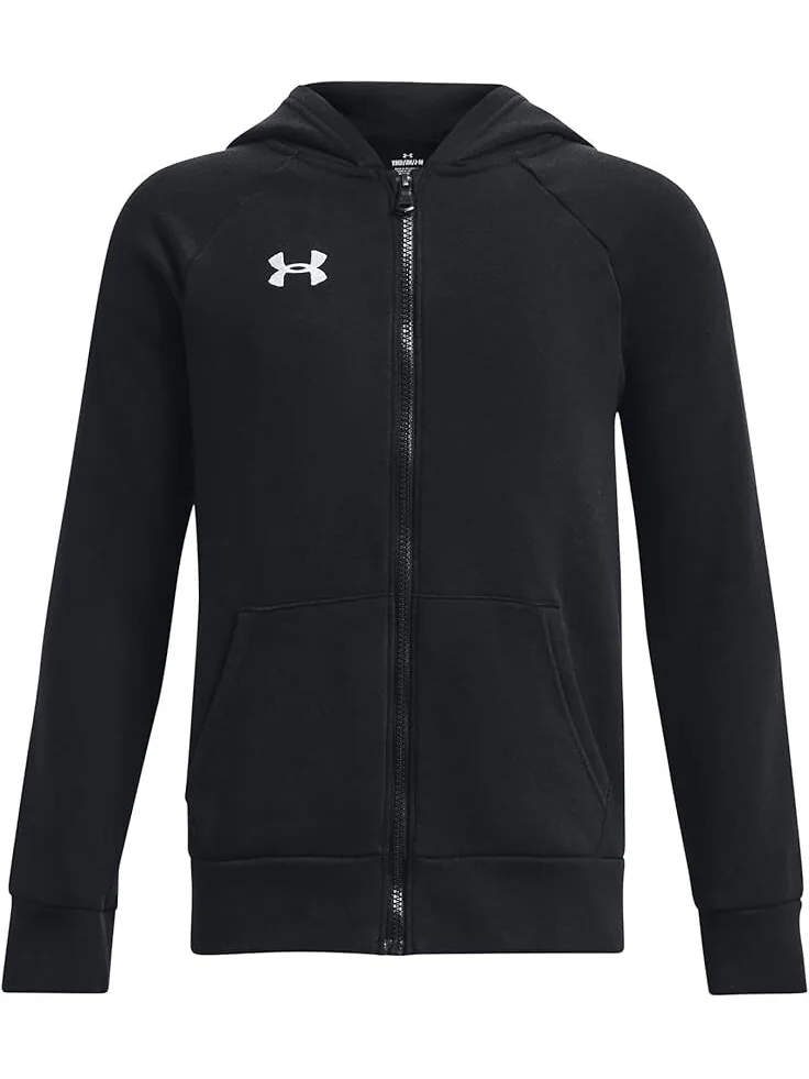 Худи Under Armour Kids Rival Fleece Full Zip Hoodie — изображение 1 из 2, черный/белый