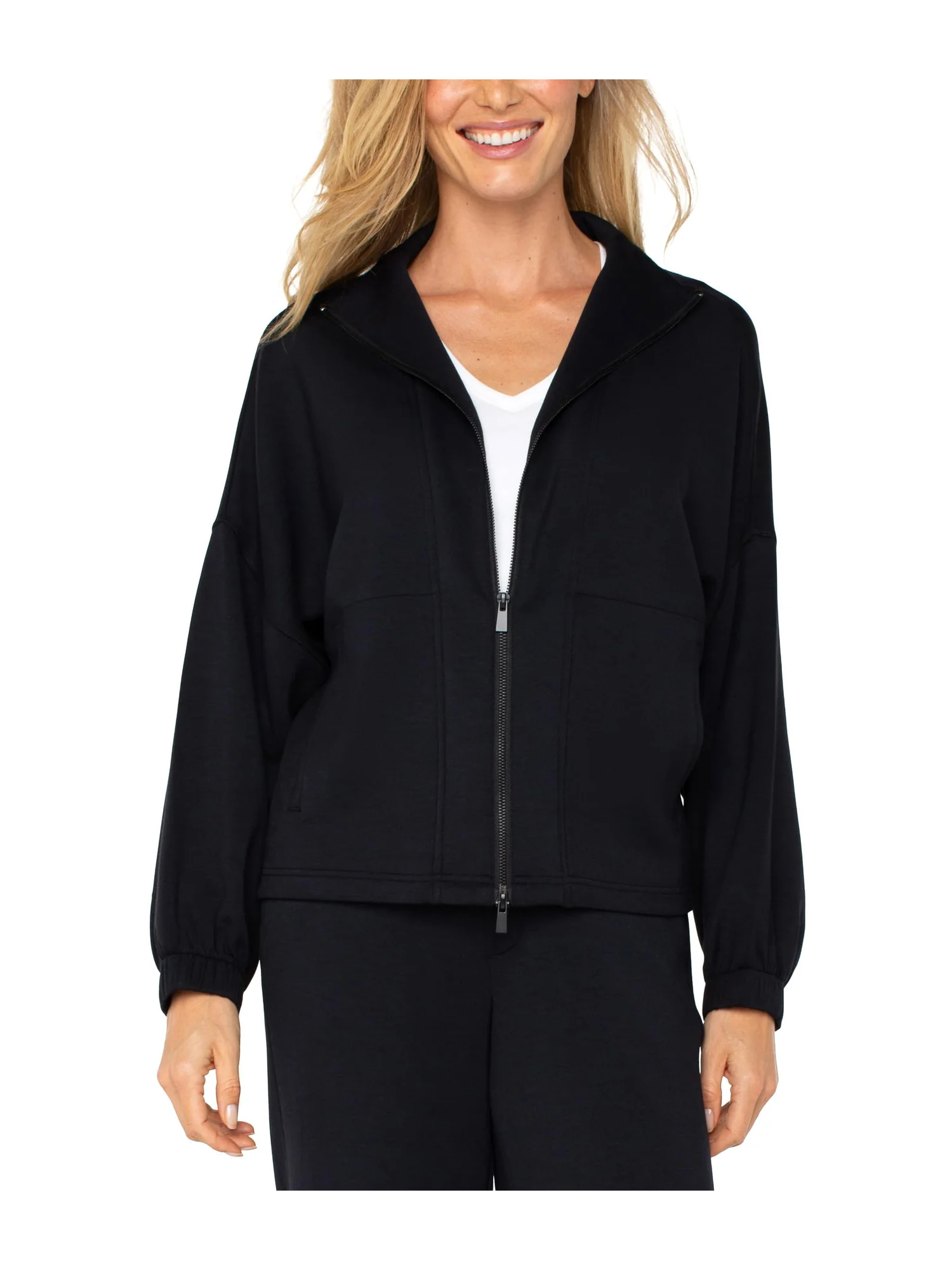 Куртка Liverpool Los Angeles Plush Comfort Knit Zip Up Funnel Neck Jacket — изображение 1 из 3, черный
