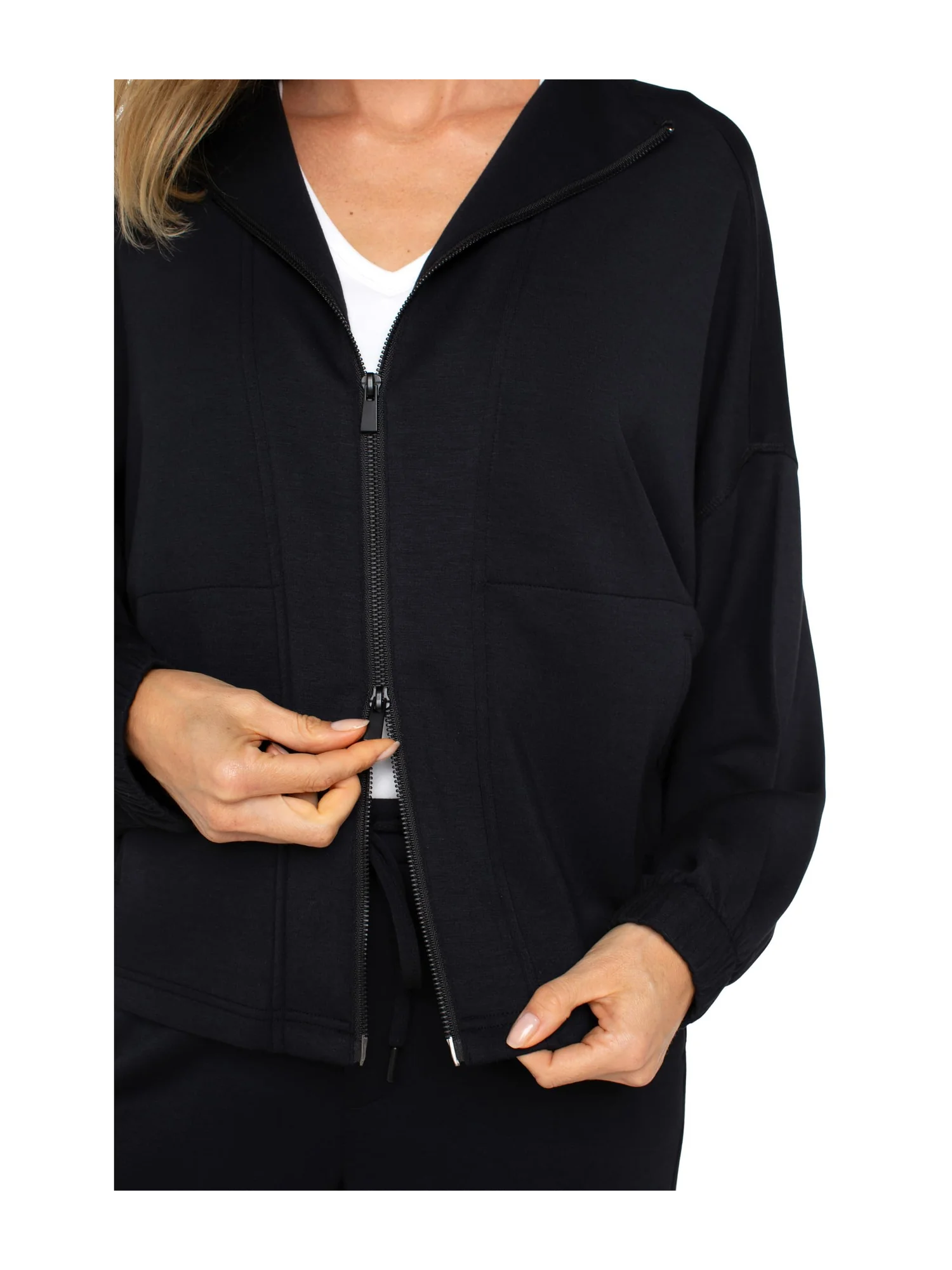 Куртка Liverpool Los Angeles Plush Comfort Knit Zip Up Funnel Neck Jacket — изображение 3 из 3, черный