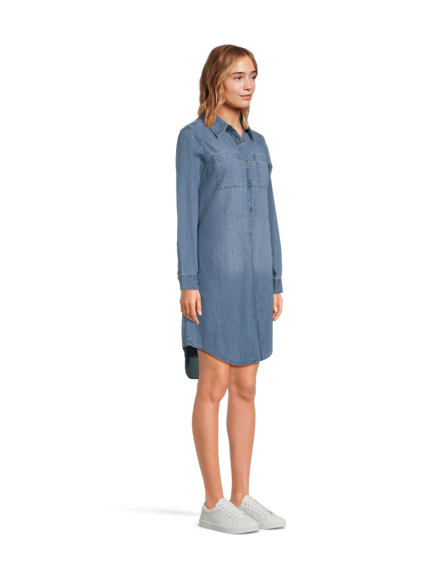 Платье L.L.Bean Heritage Washed Denim Shirt Dress — изображение 2 из 4, синий