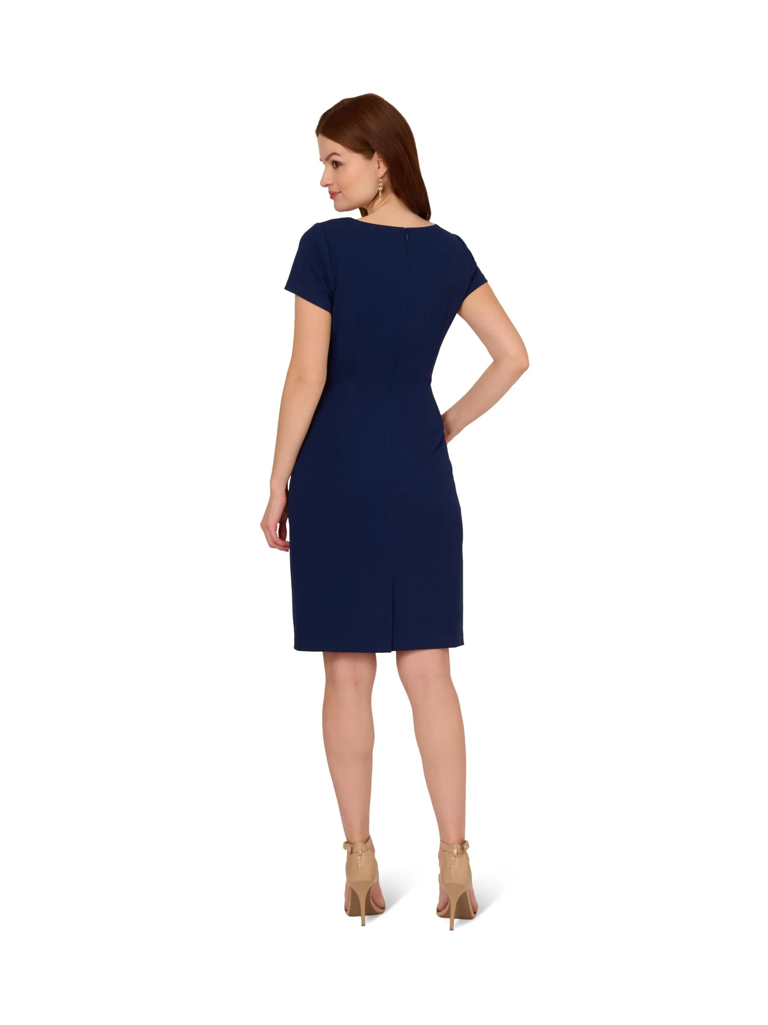 Платье Adrianna Papell Knit Crepe Draped Midi Dress — изображение 2 из 3, темно-синий