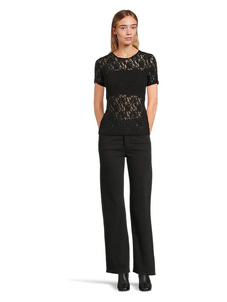 Топ Hanky Panky Signature Lace Short Sleeve Top — изображение 5 из 5, черный