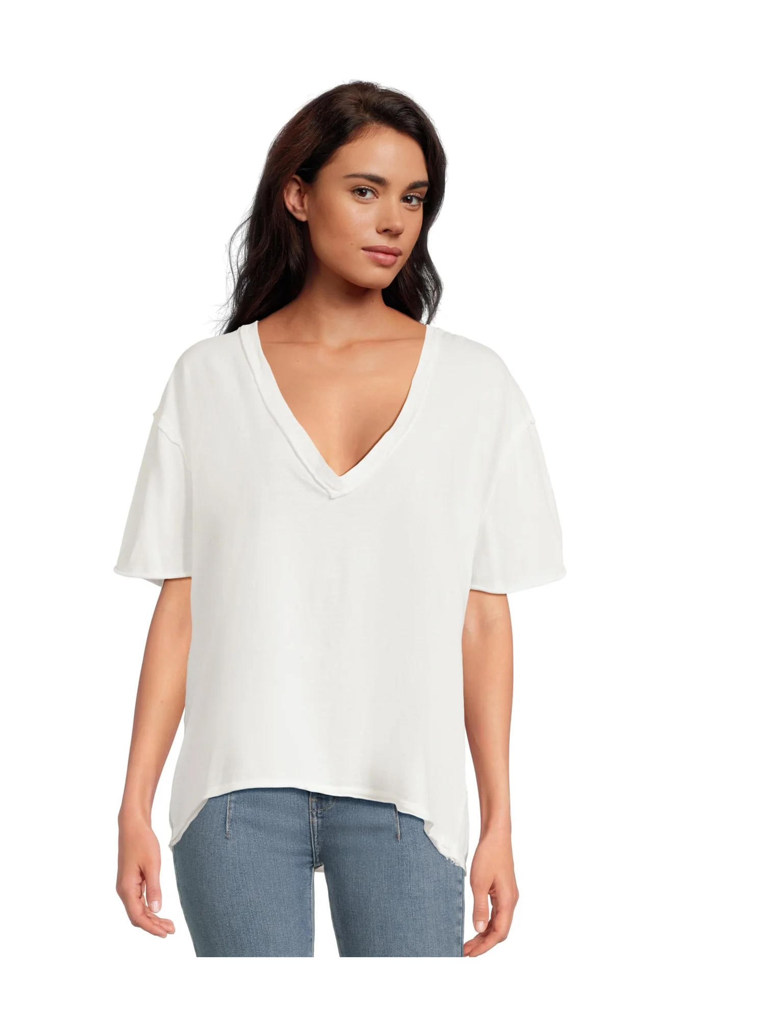 Футболка Free People Nina Tee V — изображение 1 из 5, слоновая кость