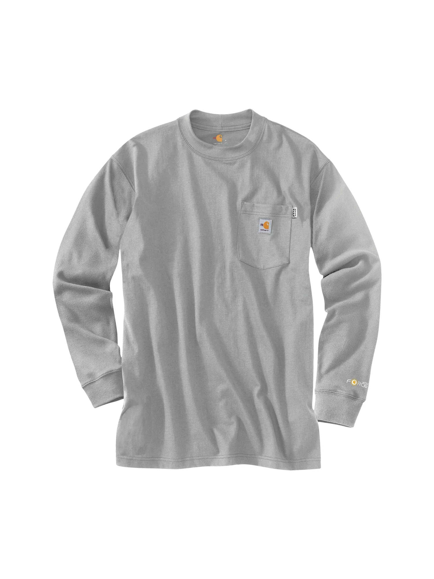 Футболка Carhartt Big & Tall Flame-Resistant Force Cotton Long — изображение 1 из 1, светлый серый