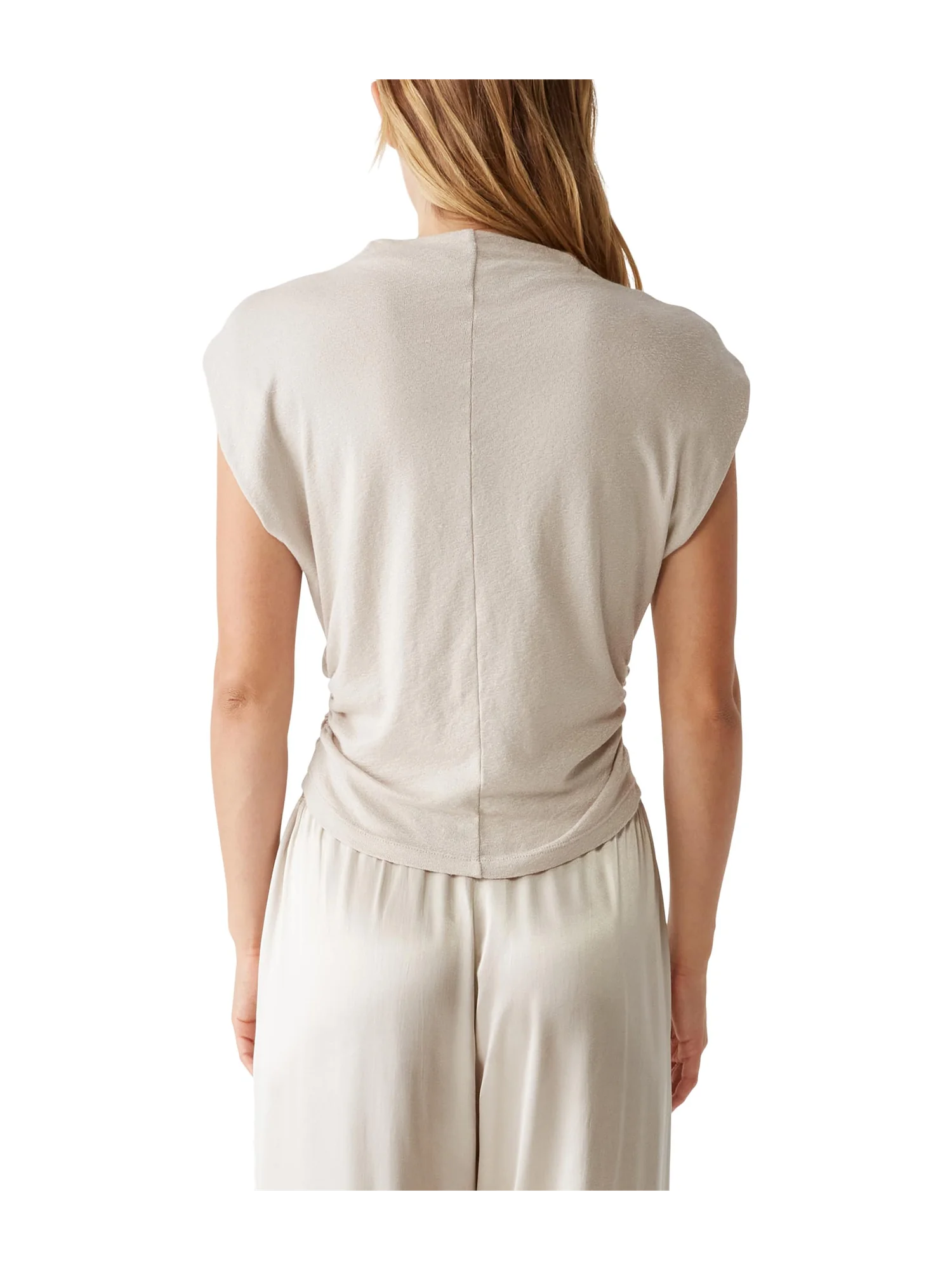 Топ Michael Stars Reese Mock Neck Power Shoulder Top — изображение 2 из 2, цементный