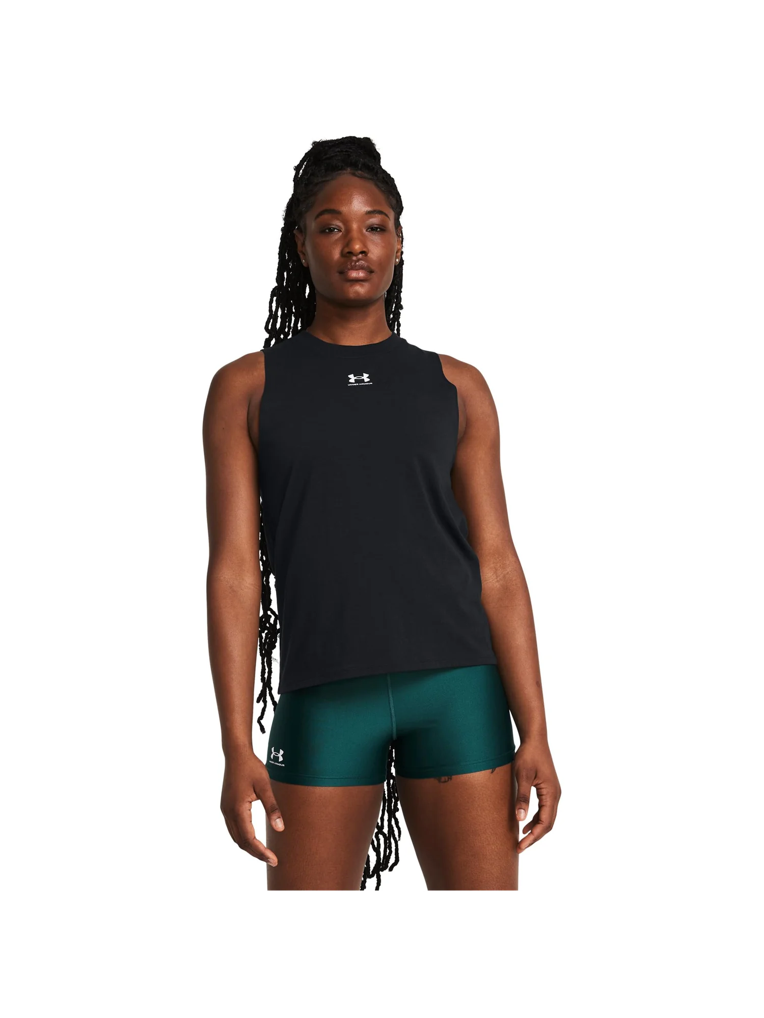 Топ Under Armour Campus Muscle Tank Top — изображение 1 из 4, черный/белый