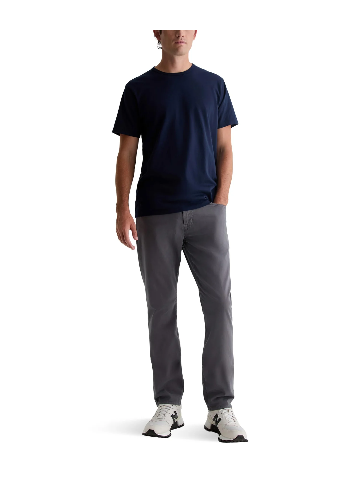 Брюки AG Jeans Everett Slim Straight Leg Twill Pants — изображение 6 из 6, серый