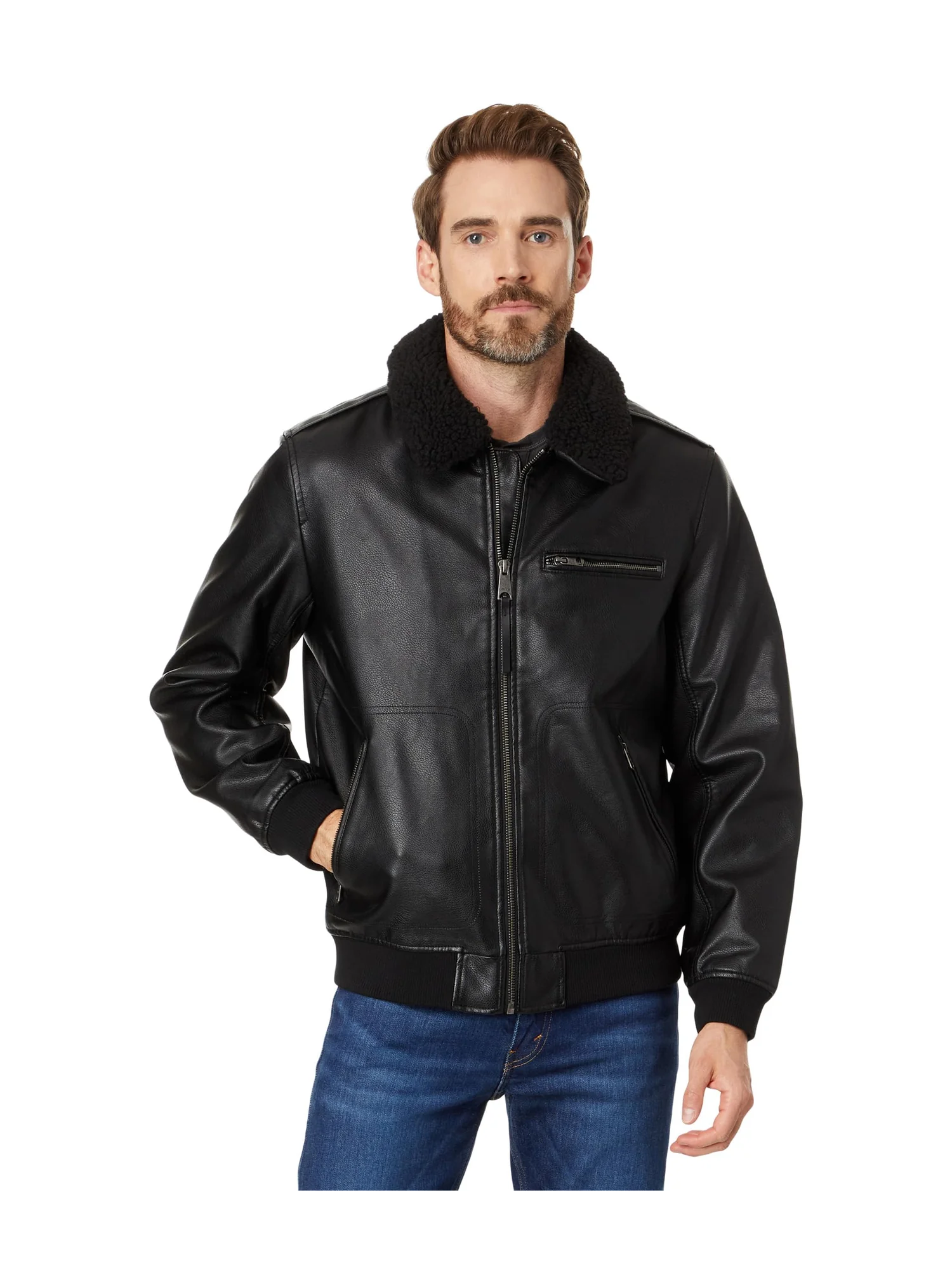 Куртка Levi's Faux Leather Bomber Jacket — изображение 1 из 4, черный