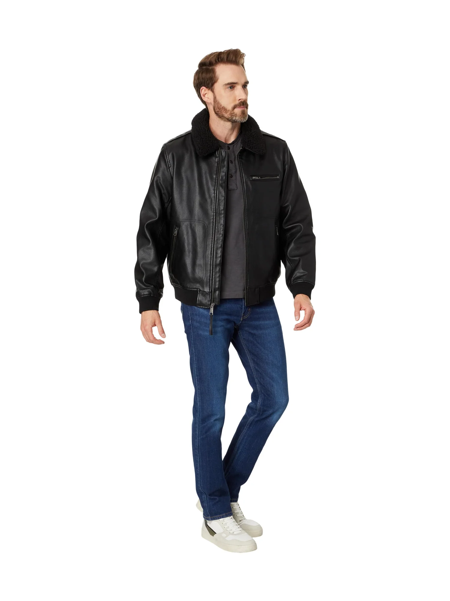 Куртка Levi's Faux Leather Bomber Jacket — изображение 4 из 4, черный