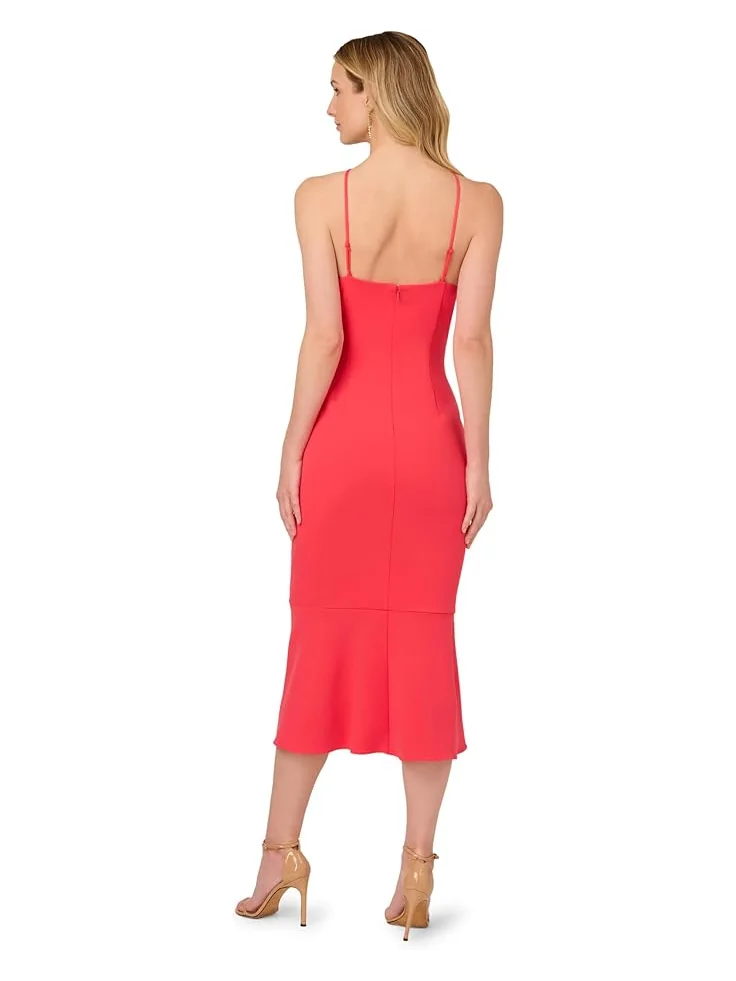 Платье Adrianna Papell 3d Flower Halter Midi Dress — изображение 2 из 3, розовый