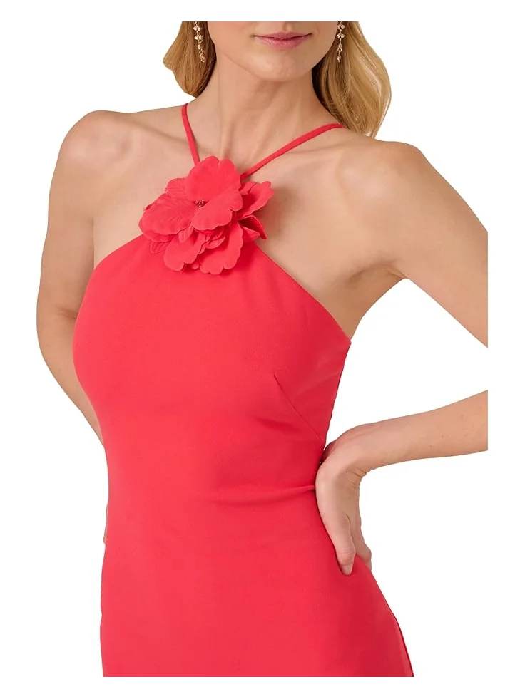 Платье Adrianna Papell 3d Flower Halter Midi Dress — изображение 3 из 3, розовый