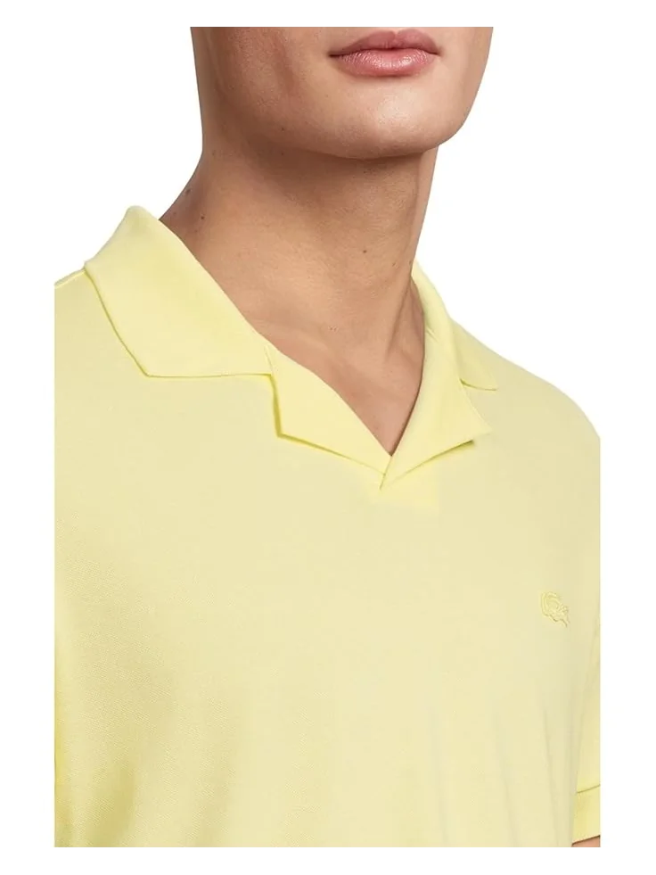 Рубашка поло Lacoste Classic Fit Buttonless Polo — изображение 4 из 5, желтый