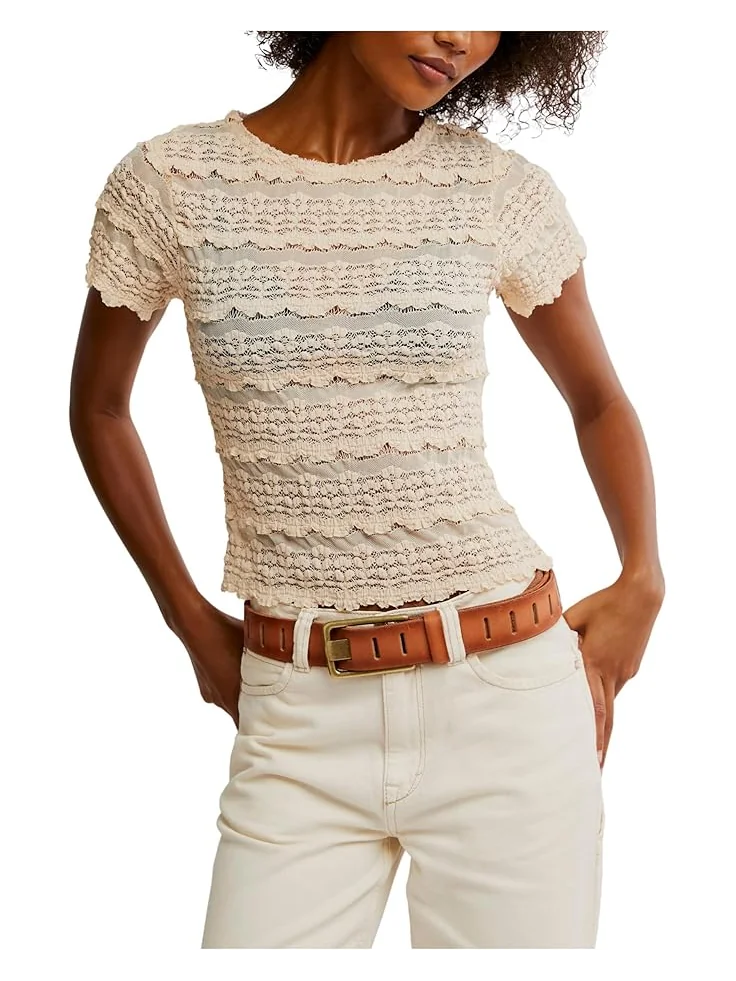 Футболка Free People Angelina Lace Tee, цвет Tea(1108) — изображение 1 из 1