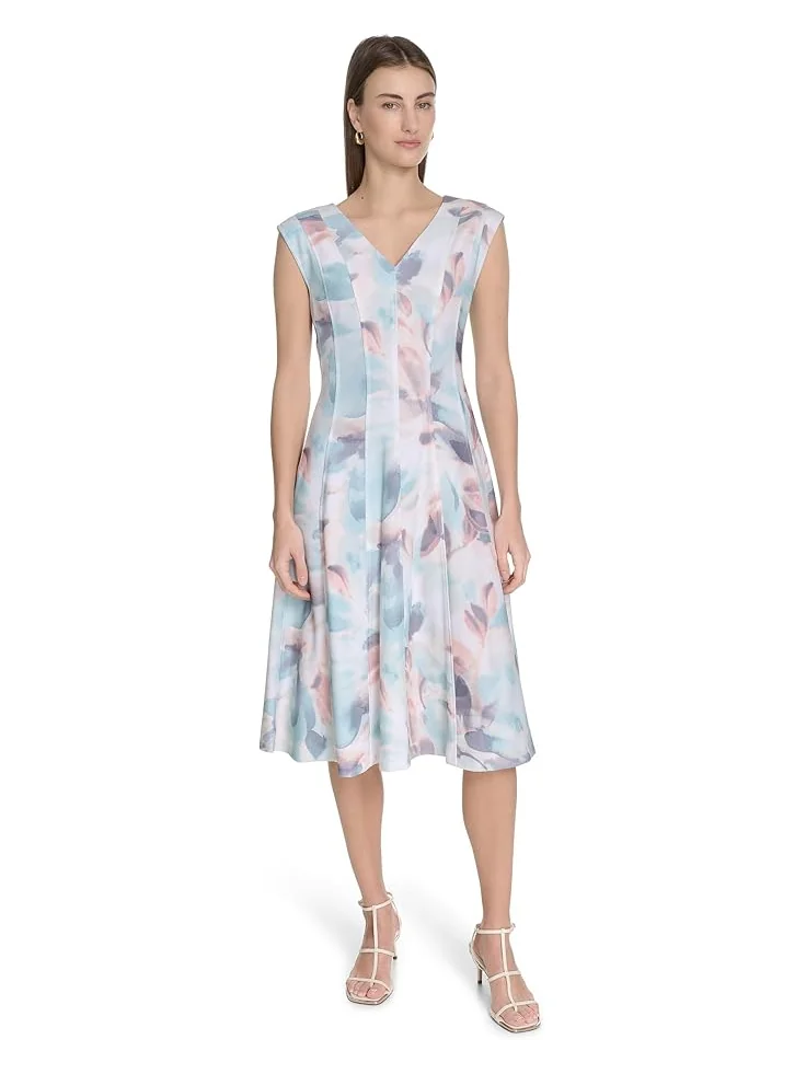 Платье Calvin Klein Printed Seamed Aline — изображение 1 из 3, мульти