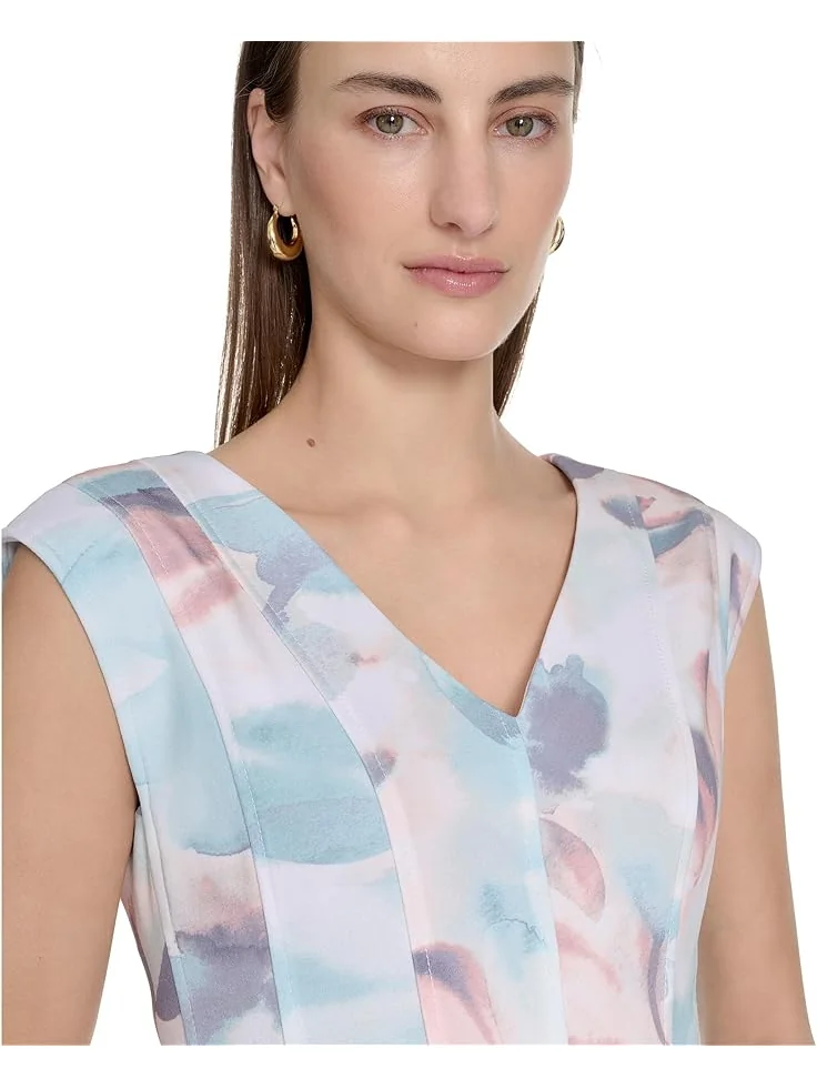 Платье Calvin Klein Printed Seamed Aline — изображение 3 из 3, мульти