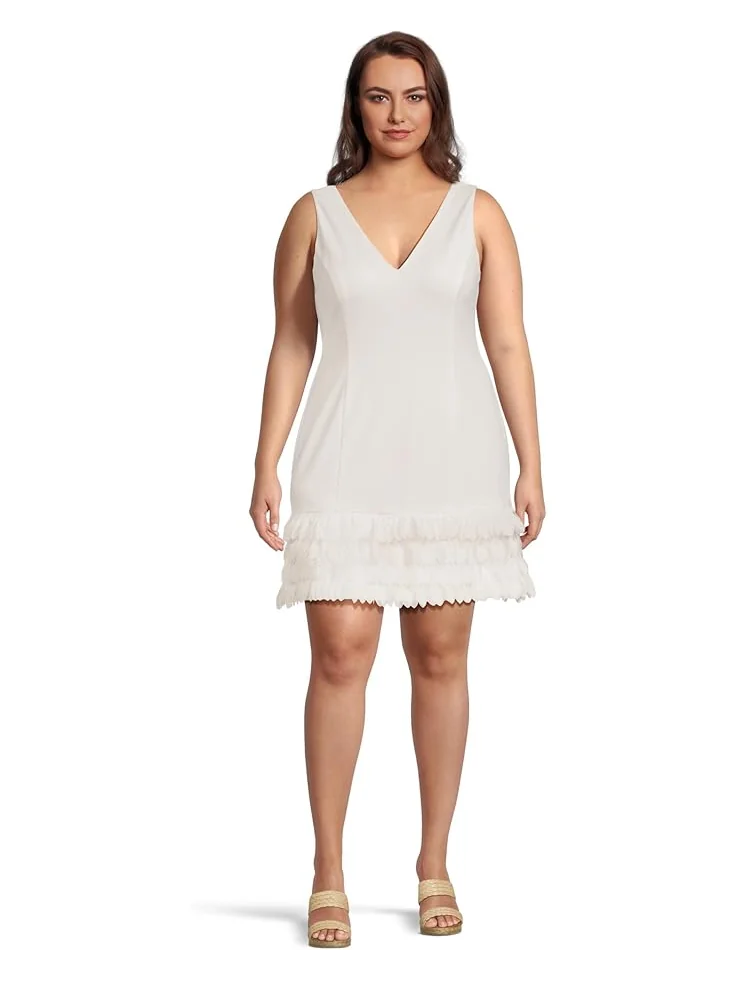 Платье Adrianna Papell 3d Petal Crepe Short Dress — изображение 1 из 4, слоновая кость