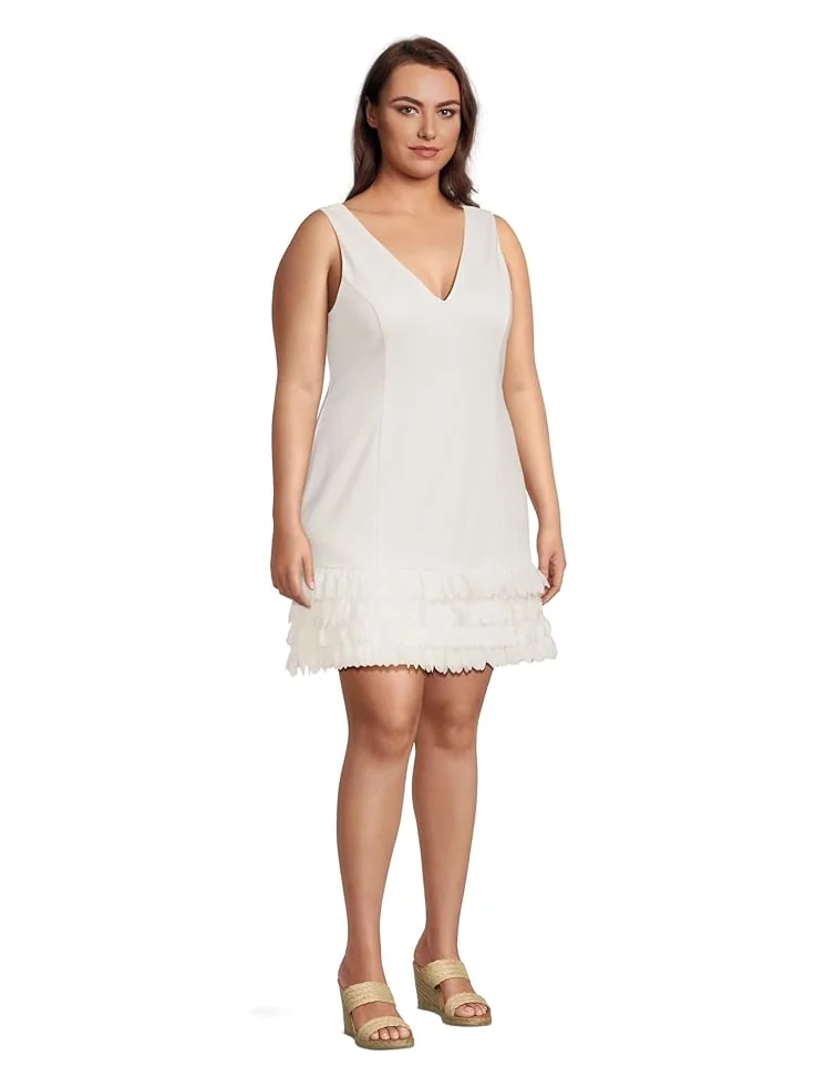 Платье Adrianna Papell 3d Petal Crepe Short Dress — изображение 2 из 4, слоновая кость