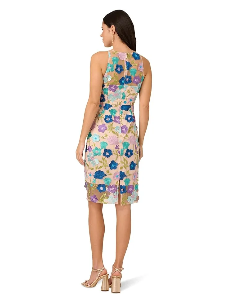 Платье Adrianna Papell Embroidered Column Midi Dress — изображение 2 из 3, синий мульти