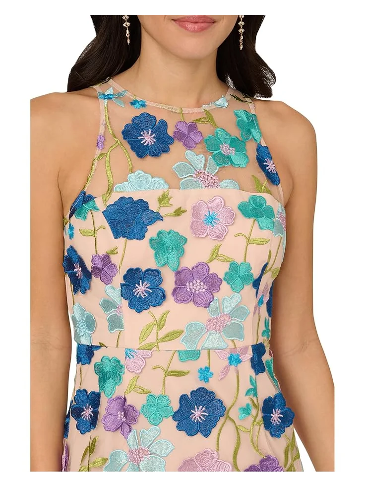 Платье Adrianna Papell Embroidered Column Midi Dress — изображение 3 из 3, синий мульти