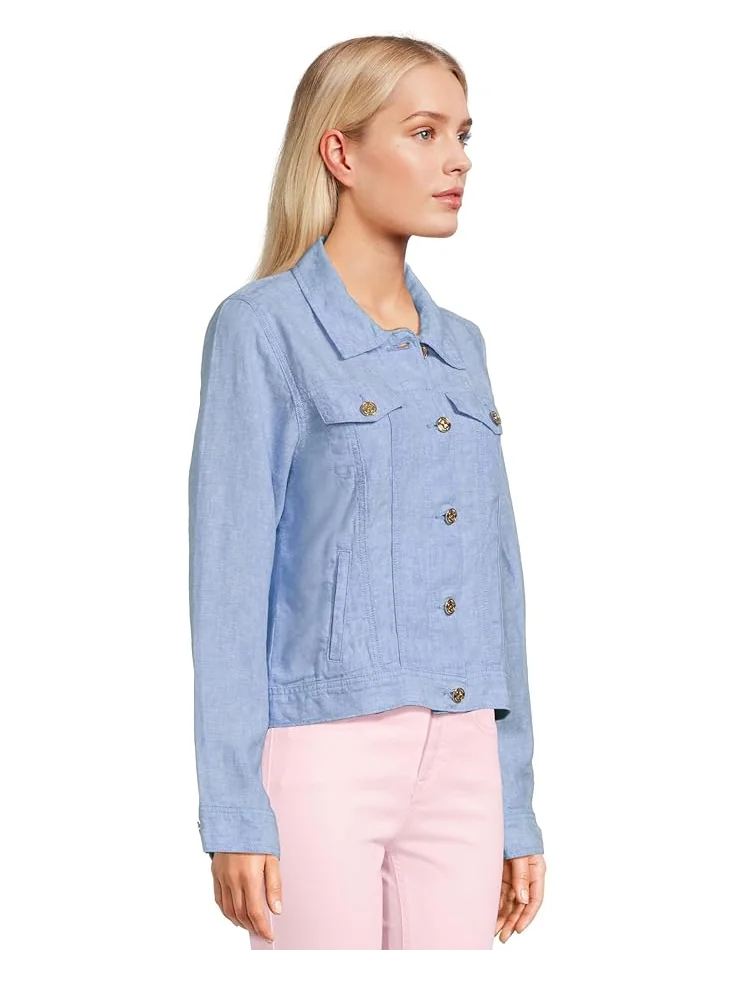 Куртка Lilly Pulitzer Seaspray Linen Jacket — изображение 2 из 5, синий белый