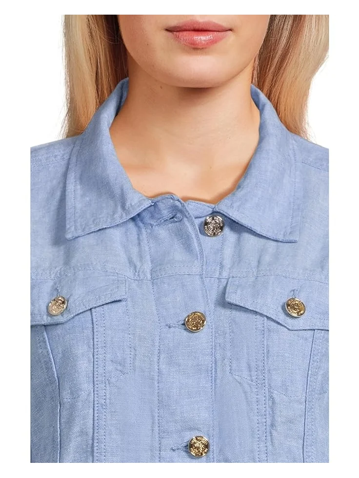 Куртка Lilly Pulitzer Seaspray Linen Jacket — изображение 4 из 5, синий белый