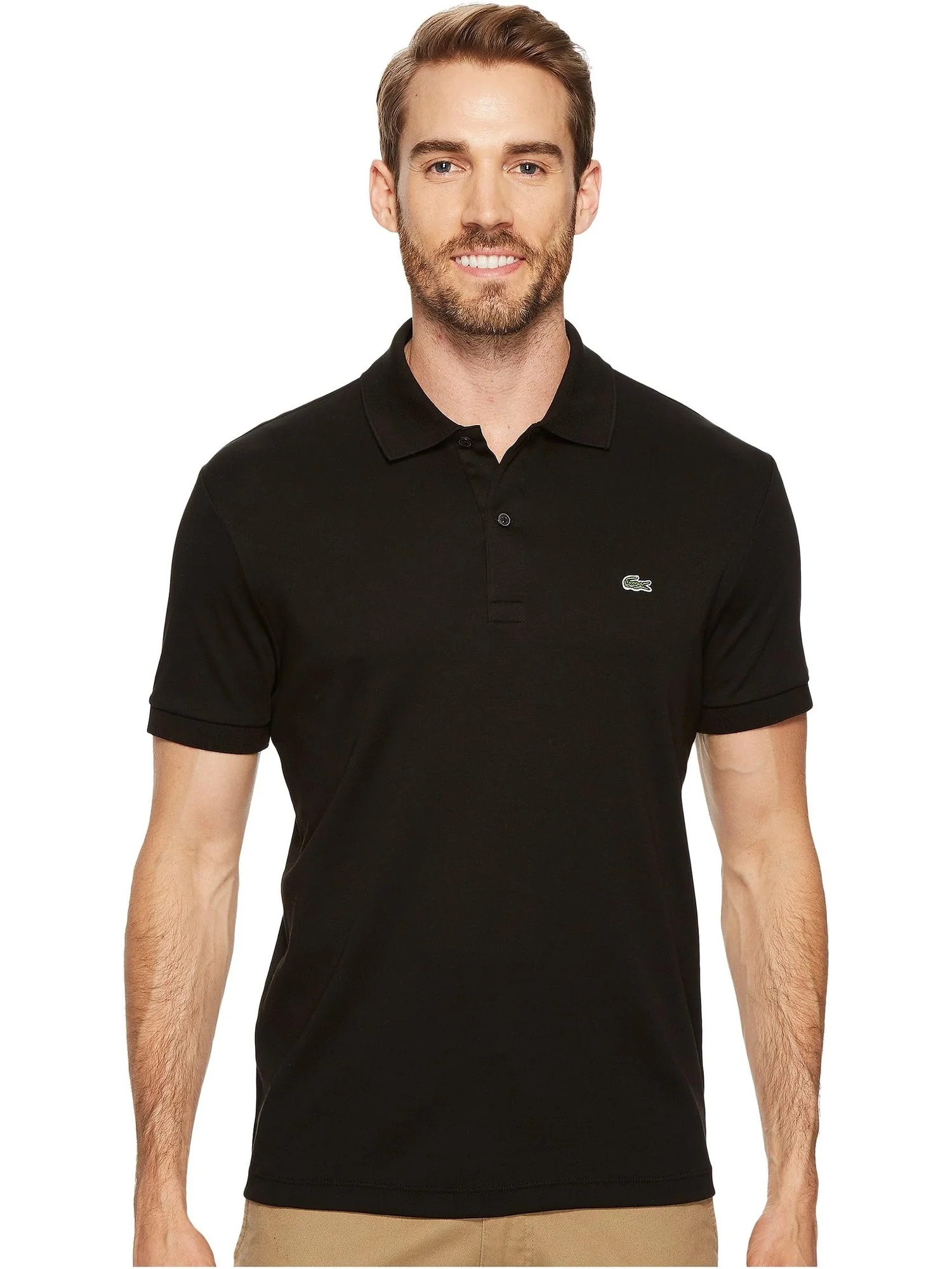 Поло Lacoste из хлопка Pima — изображение 1 из 4, черный