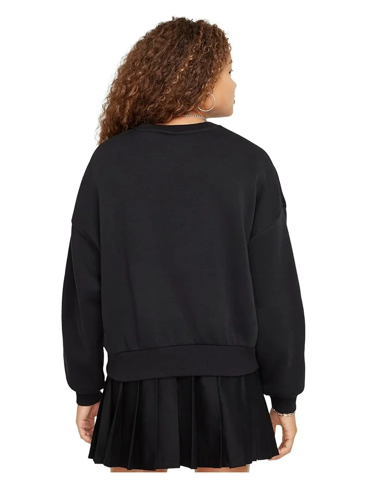 Толстовка Nike Kids Club Fleece Boxy Crew-Neck Sweatshirt — изображение 2 из 4, черный/белый
