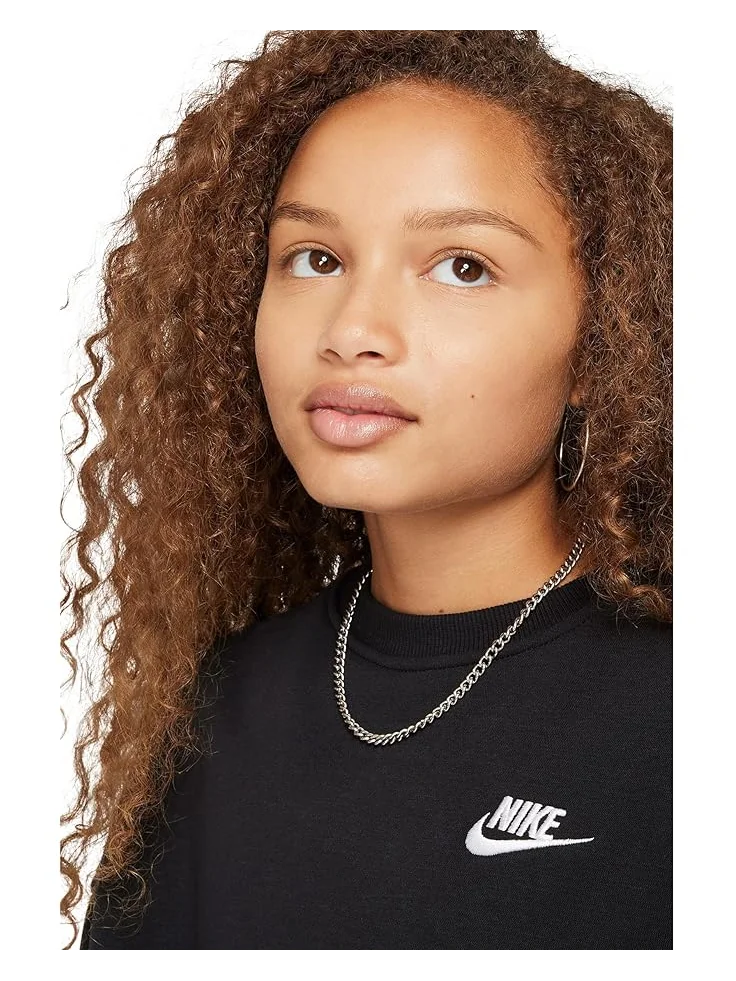 Толстовка Nike Kids Club Fleece Boxy Crew-Neck Sweatshirt — изображение 3 из 4, черный/белый