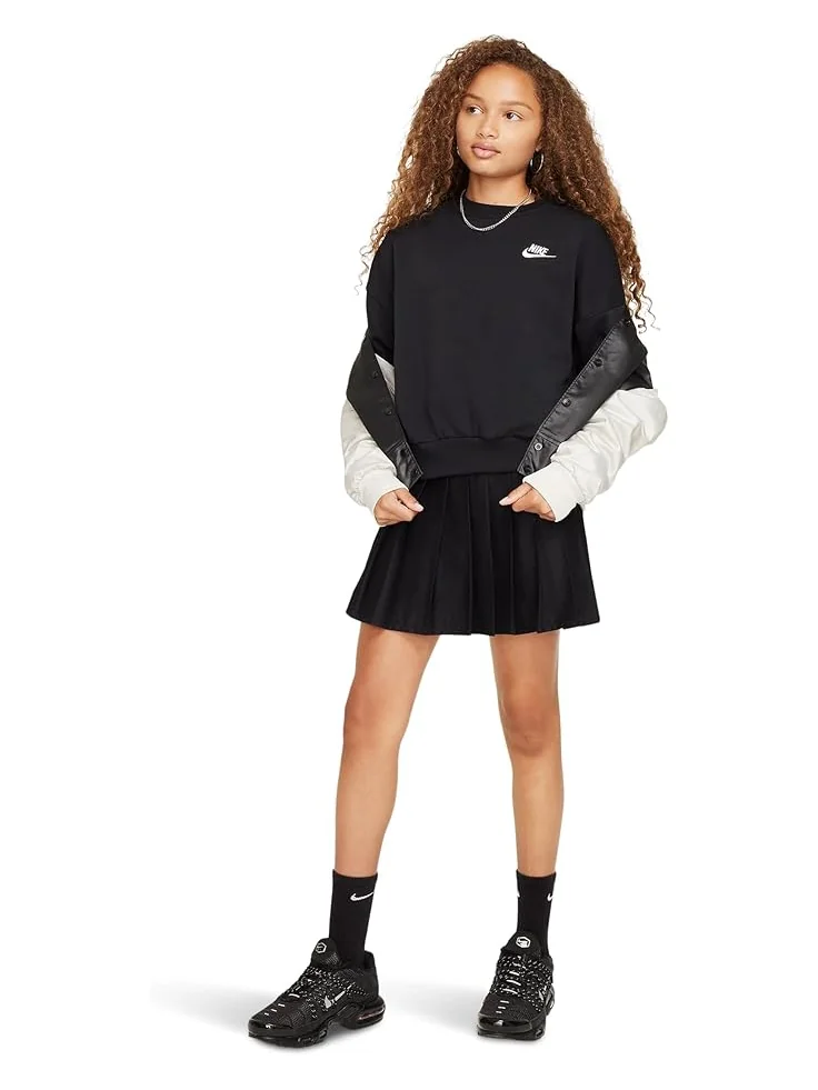 Толстовка Nike Kids Club Fleece Boxy Crew-Neck Sweatshirt — изображение 4 из 4, черный/белый