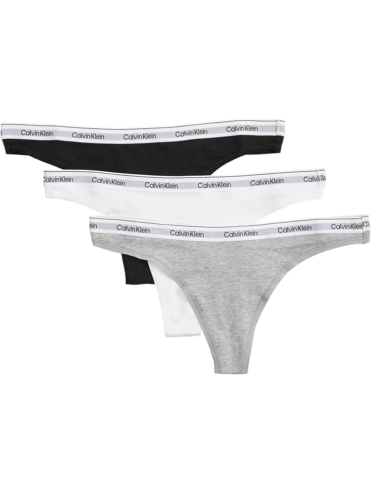 Стринги Calvin Klein Underwear Modern Logo Thong 3-Pack — изображение 1 из 1, черный/белый/серый
