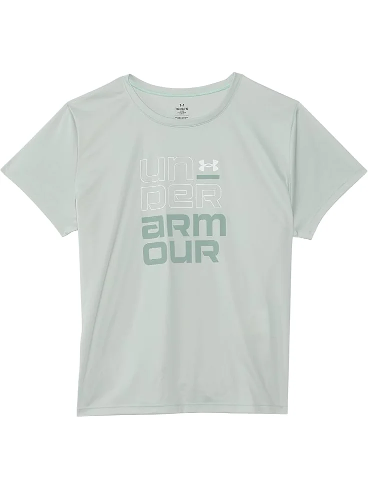Футболка Under Armour Kids Tech Split Wordmark Short — изображение 1 из 2, зеленый/зеленый/белый