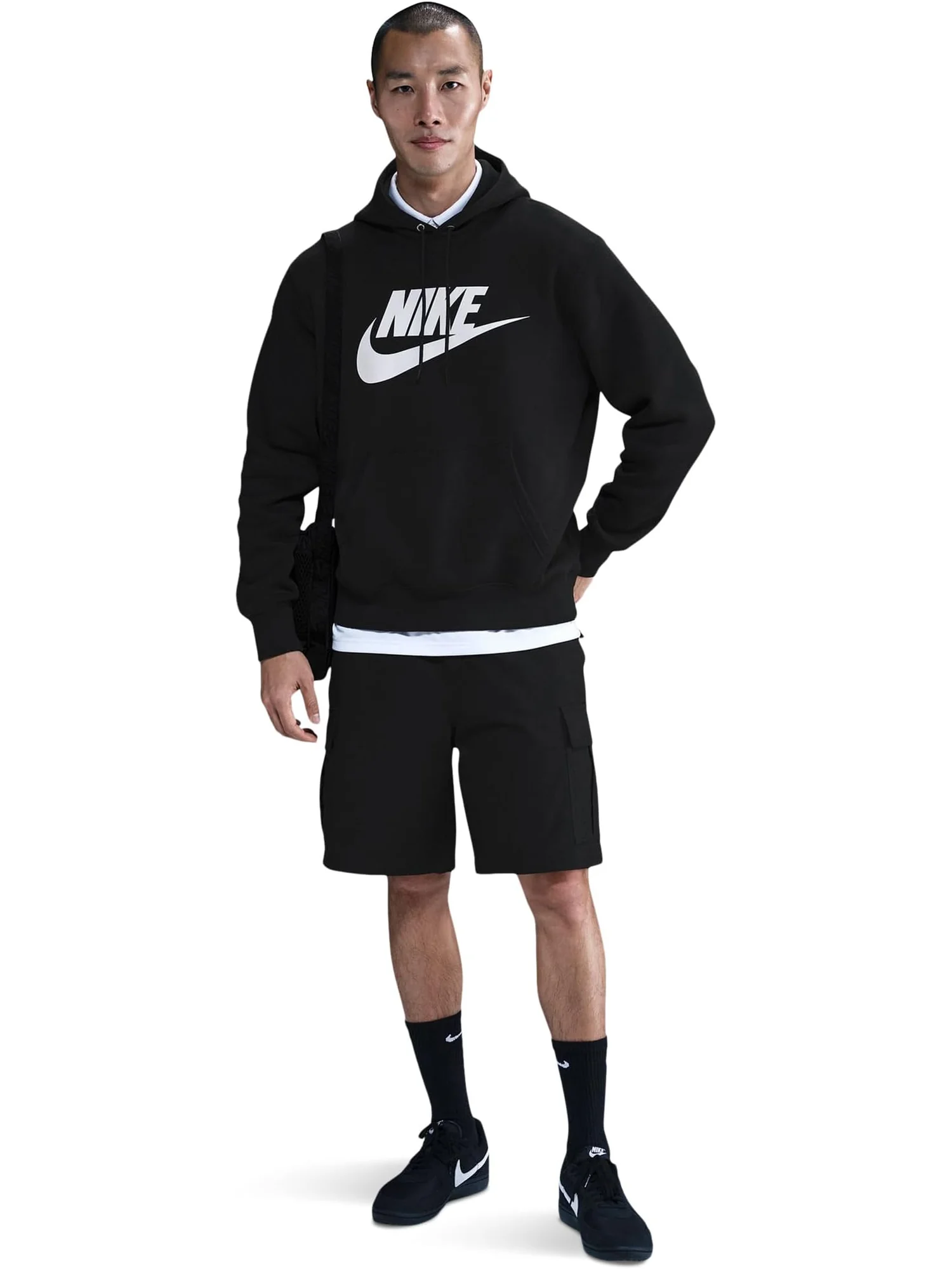 Худи Nike Club Pull-over Fleece Hoodie — изображение 1 из 4, черный/черный/белый