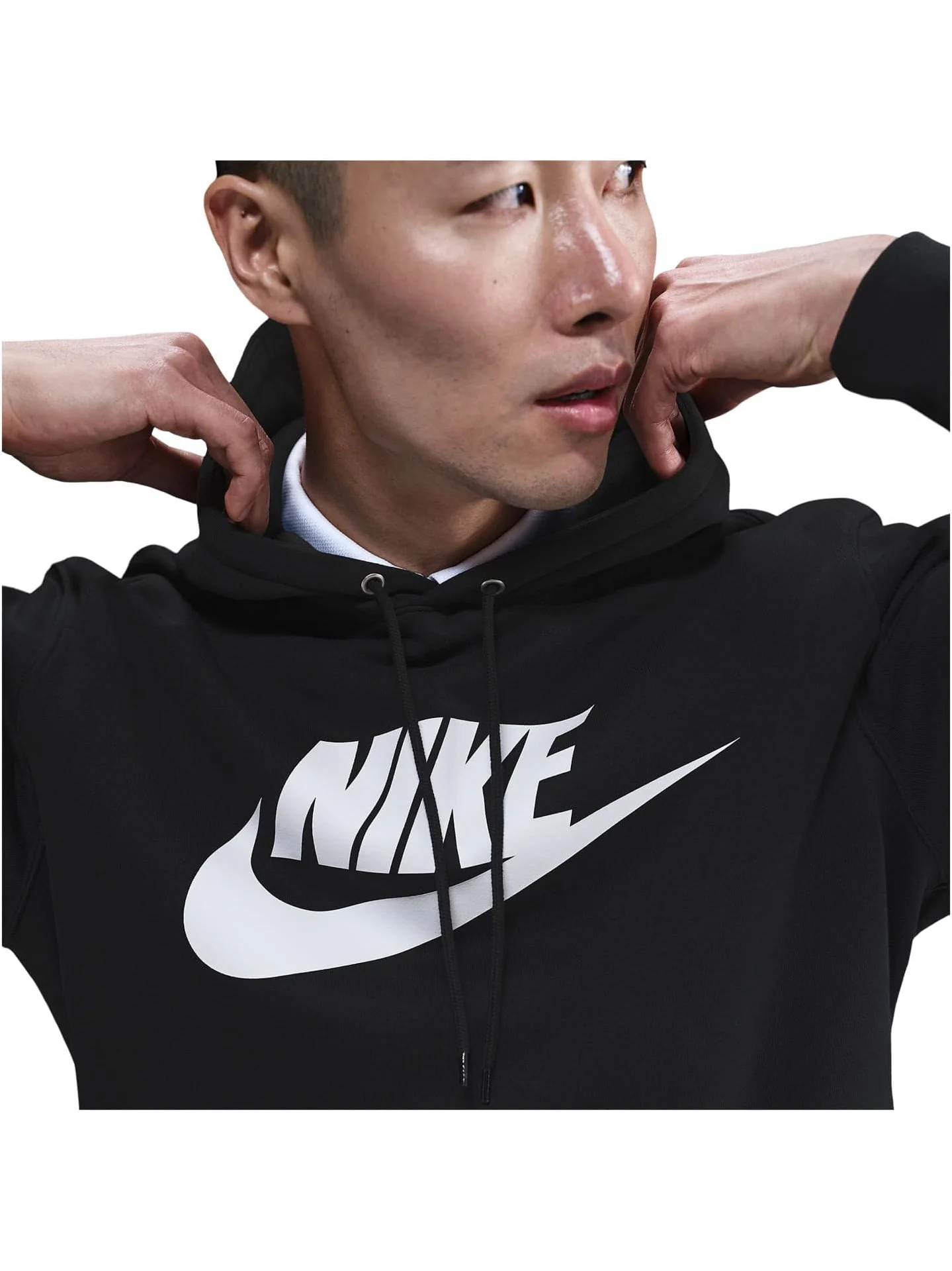 Худи Nike Club Pull-over Fleece Hoodie — изображение 4 из 4, черный/черный/белый